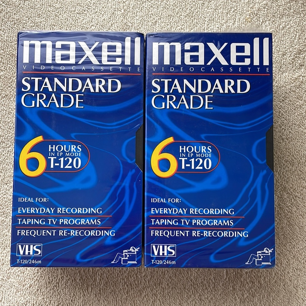 Sealed Two 3-Packs of Maxell VHS Standard Grade Tapes